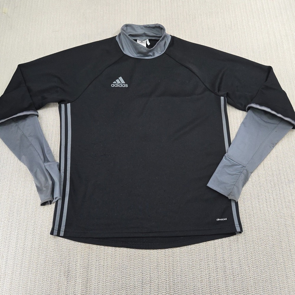 Adidas Condivo 16 Training Shirt Sweatshirt Mens Large Black Gray Long Sleeve